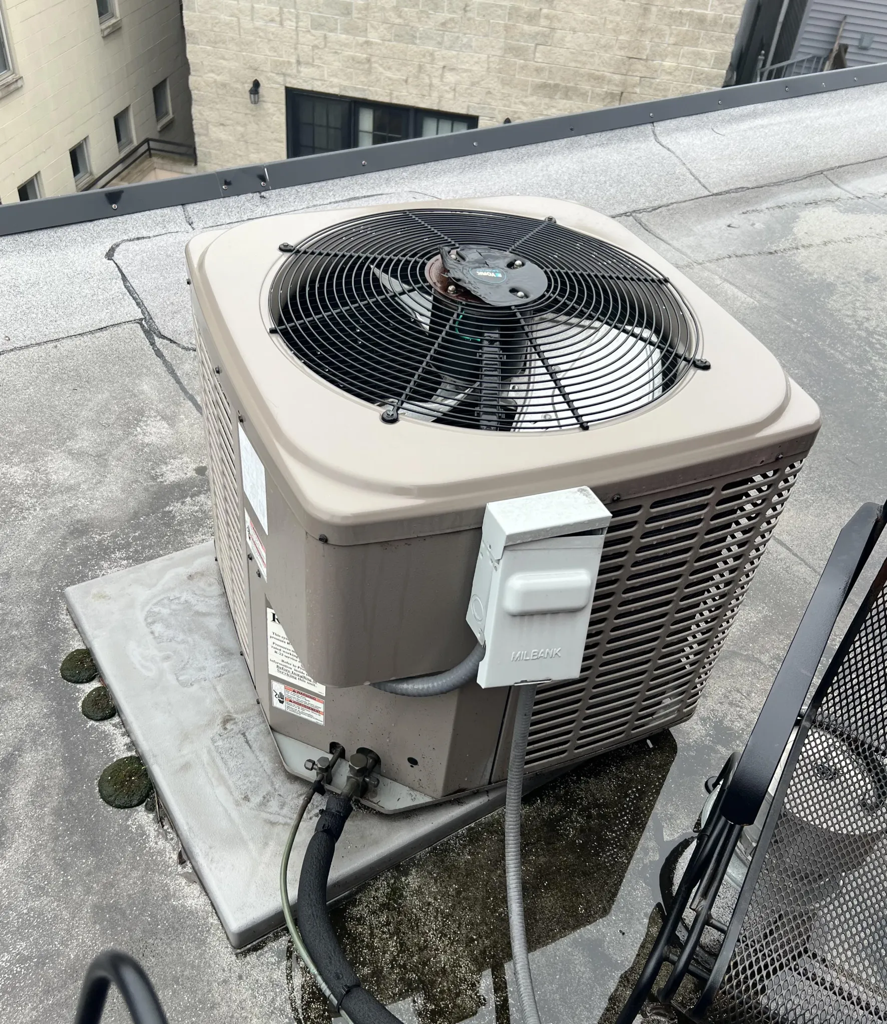 Rooftop central AC unit after repair